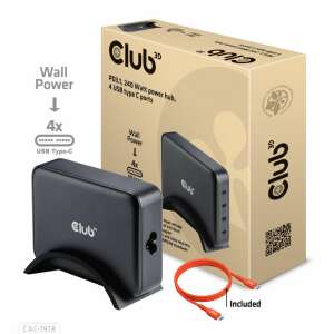 CLUB3D CAC-1918 4-portowa ładowarka sieciowa USB-C z Power Delivery 240W, Czarna - Ładowarka do telefonu