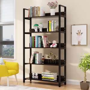 Black 5-shelf bookcase, 80x30x182cm, PG04-5 - Bookshelve & standing shelve