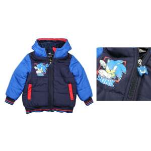 Sonic the Hedgehog Winterjacke für Jungen, blau und rot, mit Kapuze, Reißverschluss und Taschen - Sonic