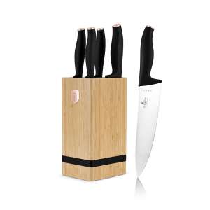 Berlinger Haus Black Rose Collection 6 piece knife set with bamboo stand #black-rose gold 107967714