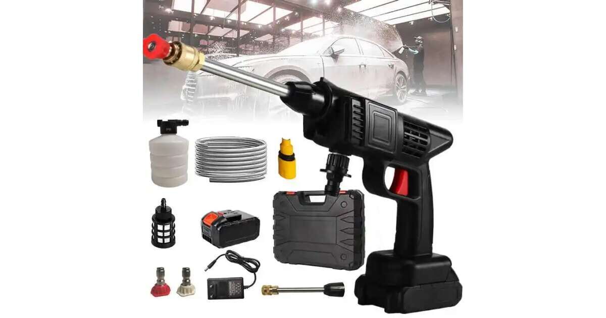 Weber 21V Cordless High-Pressure Washer with Foam Tank and 3 Nozzles in Case