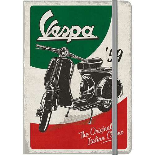 Vespa '59 The Original Italian Classic Notebook, A5 size, 128 pages, hardback, embossed design, with inner pocket