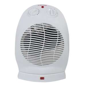 White electric fan heater with two knobs and a power switch - Space Heater