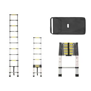 Haina 5-meter Telescopic Aluminum Ladder, extended and folded with carry bag - Ladder and Step Stool