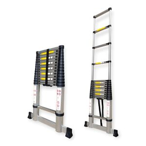 Haina 6.2m Telescopic Ladder, Aluminum, Extended and Collapsed View - Ladder and Step Stool