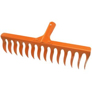 14-Tooth (Angled) Rake, 380 mm Length, Handleless, Orange 131543701 - Garden Tool & Machine