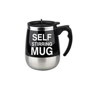 Self Stirring Mug, automatic coffee mug, stainless steel, black and silver - Mug