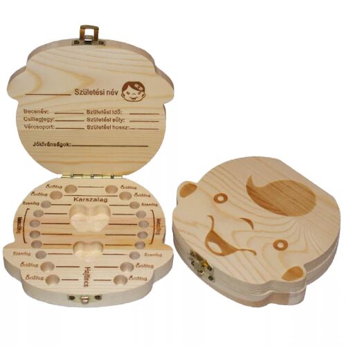 Wooden Baby Tooth Keepsake Box, a lasting memory for everyone! With Hungarian text 131544137