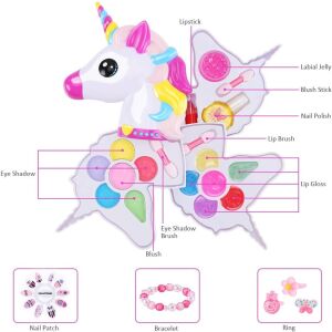 Unicorn Makeup Kit for Girls - Open with Makeup Details - Vanity Table, Makeup Set, Fragrance