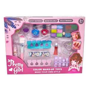 Pretty Girl Make-Up Toys for Kids, pretend makeup set with nail polish, eyeshadow, and stickers, great for pretend play and creativity - Vanity Table, Makeup Set, Fragrance