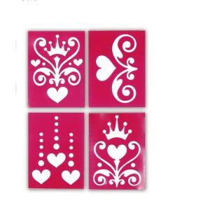Cool Collection glitter tattoo stencils, heart and crown designs - Tattoo