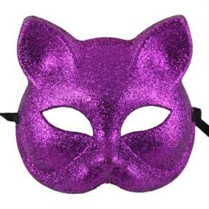 Purple glitter cat mask for kids, carnival costume, fancy dress - Dressing Accessory
