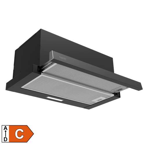 Home KPE 6044B fekete konyhai páraelszívó, 2 sebességfokozat, 440 m3/h légszállítás, 105 W