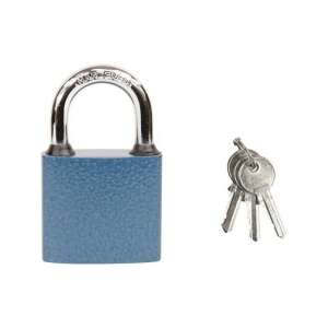 Blue hardened oval padlock with 3 keys, SU lock, 38mm - Padlock