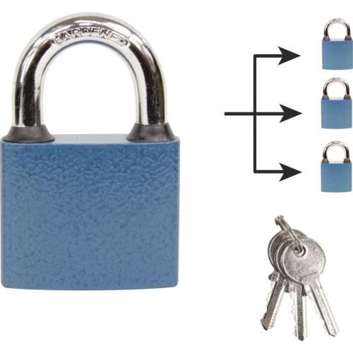 Oval padlock with 3 keys, blue, hardened, 52mm, SU keyway