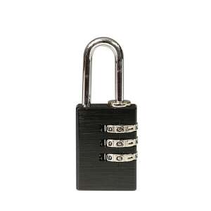 Black combination padlock with 3 dials, ideal for securing lockers, luggage, and more. - Padlock