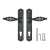 EVELÍNA 90mm PZ door handle set, black, rustic, for gates and fences, includes 2 handles, screws, and mounting hardware
