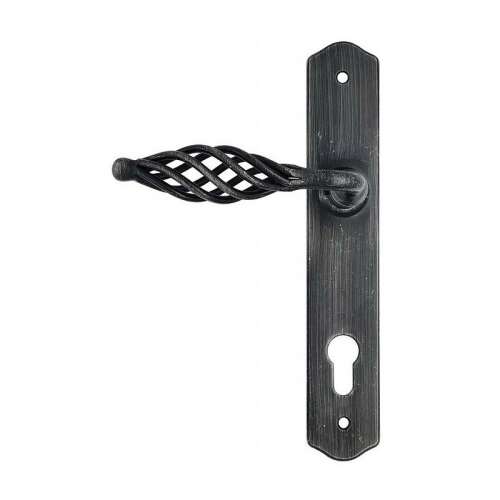 EVELÍNA 90mm PZ door handle, black, rustic, for gates and fences