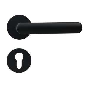 Black door handle with round rose, RK.K16.COMO.PZ.CE - Door Knobs & Handle