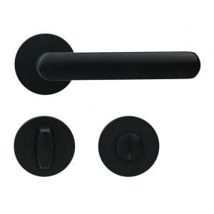 Black door handle set with round rosette, RK.K16.COMO.WC.CE - Door Knobs & Handle