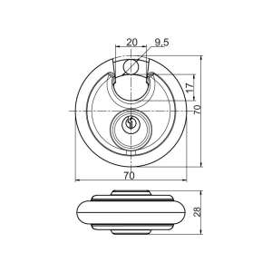 RV.FORTIS.70.SU padlock with key for common locks - Safety