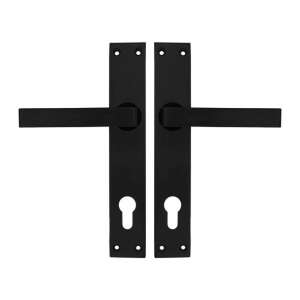 Black door handle set with keyhole, 90mm, 26102 - Door Knobs & Handle