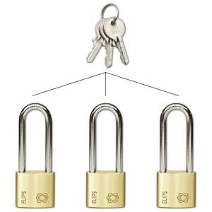 3 pack of RV.ELIPS.30.PL.SU1 brass padlocks with keys, keyhole padlock, padlock with key, padlock set - Safety