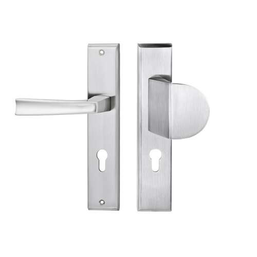 MAJA Satin Door Handle Set, 90mm with Fixed Right Handle, Satin Finish