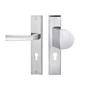 MAJA Satin Door Handle Set, 72mm with Cylinder, Fixed Left Handle, Satin Finish - Door Knobs & Handle