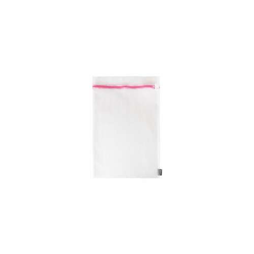 Fehér mosózsák rózsaszín cipzárral, 60 x 90 cm, 10 db-os csomag