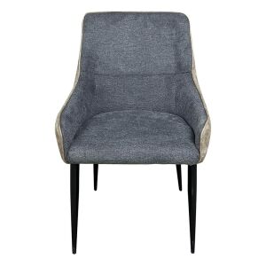 Timeless Tools Teddy Chair in Beige and Grey fabric, front view - Dining chair