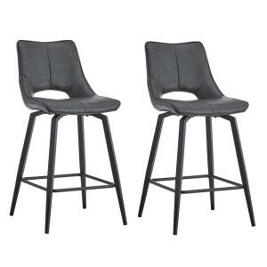 Timeless Tools Rio 2-piece bar stool set, black faux leather, modern design - Kitchen Furniture