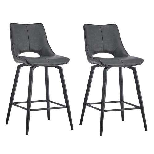 Timeless Tools Rio 2-piece bar stool set, black faux leather, modern design