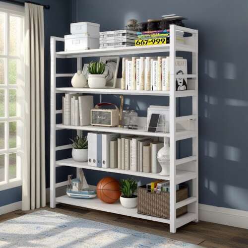 White 5-shelf bookcase, 60x30x182cm, PG03-4