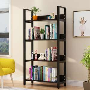 Black 4-shelf bookcase, 80x30x145cm, PG04-2 - Bookshelve & standing shelve