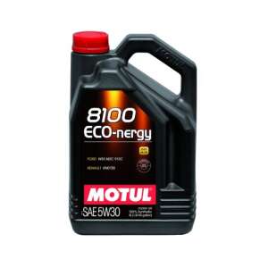 5 liter bottle of Motul 8100 Eco-nergy 5W30 fully synthetic motor oil - Light & Indicator