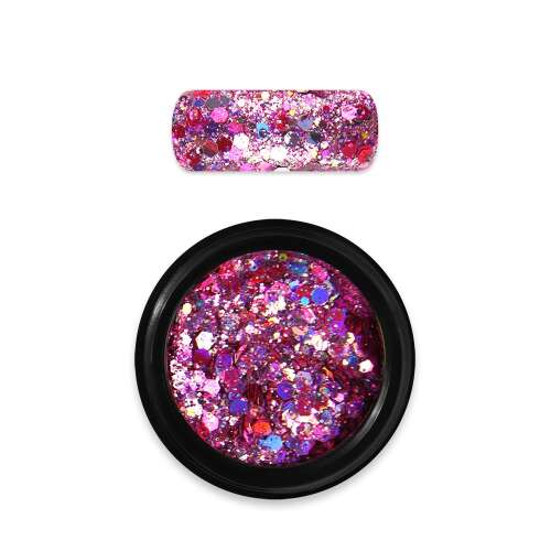 Moyra Holo glitter mix No. 20, Sötét rózsaszín - 3g, rózsaszín holografikus csillám köröm díszítéshez - Körömdíszítő csillámpor