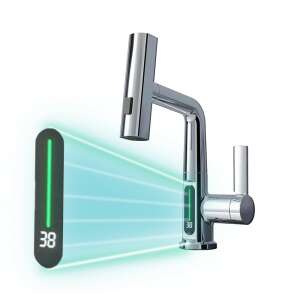 Mara bateria kuchenna z cyfrowym wyświetlaczem temperatury i wyciąganą głowicą natryskową w kolorze chrom - Leziter