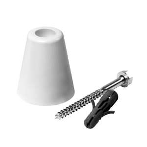 White rubber doorstop with mounting screw and plug - Door stop