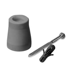Gray rubber doorstop with screw and wall plug - Door stop