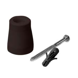 Brown rubber doorstop with mounting screw and dowel - Door stop