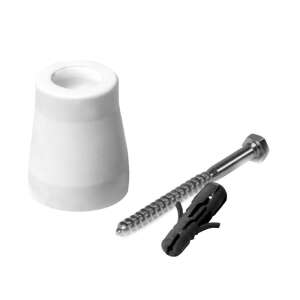 White rubber doorstop with mounting screw and dowel - Door stop