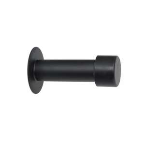Black matte stainless steel door stop with rubber end, wall mounted, suitable for mounting at handle height - Door stop