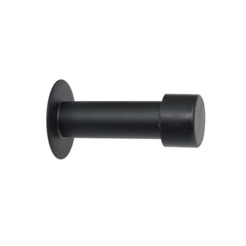 Black matte stainless steel door stop with rubber end, wall mounted, suitable for mounting at handle height