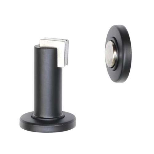 Black magnetic door stop, RK.ZAR.008.CE, stainless steel, strong magnets, wall or floor mount