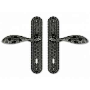 K912 Rustic door handle set, black finish, 90mm, key - Door Knobs & Handle