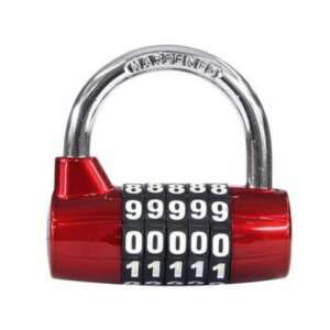 Red combination padlock with hardened shackle - Padlock