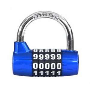 Blue combination padlock, RV.25003.MOD, hardened steel shackle, resettable combination lock, 100,000 combinations - Padlock