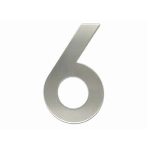 Stainless steel house number 6, 200mm high - House Number Plate