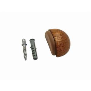 Arin doorstop with screw, ash wood finish, rubber stopper, includes screw and dowel - Door stop